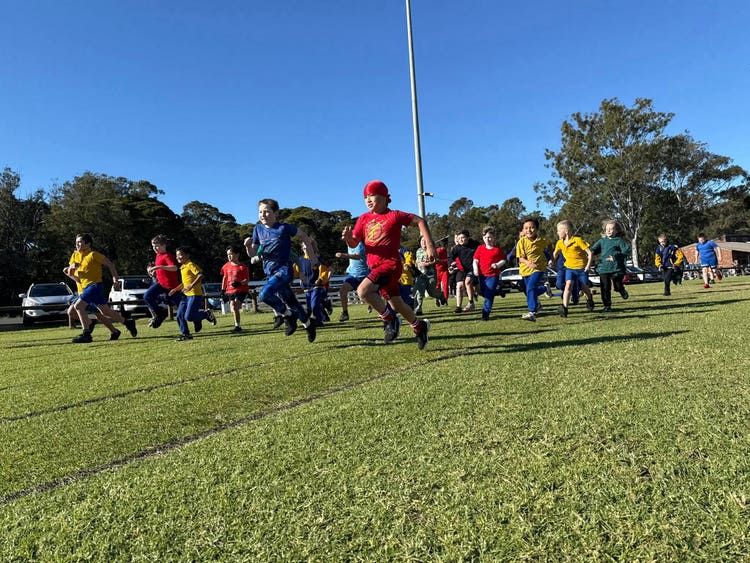Students participating in a running race